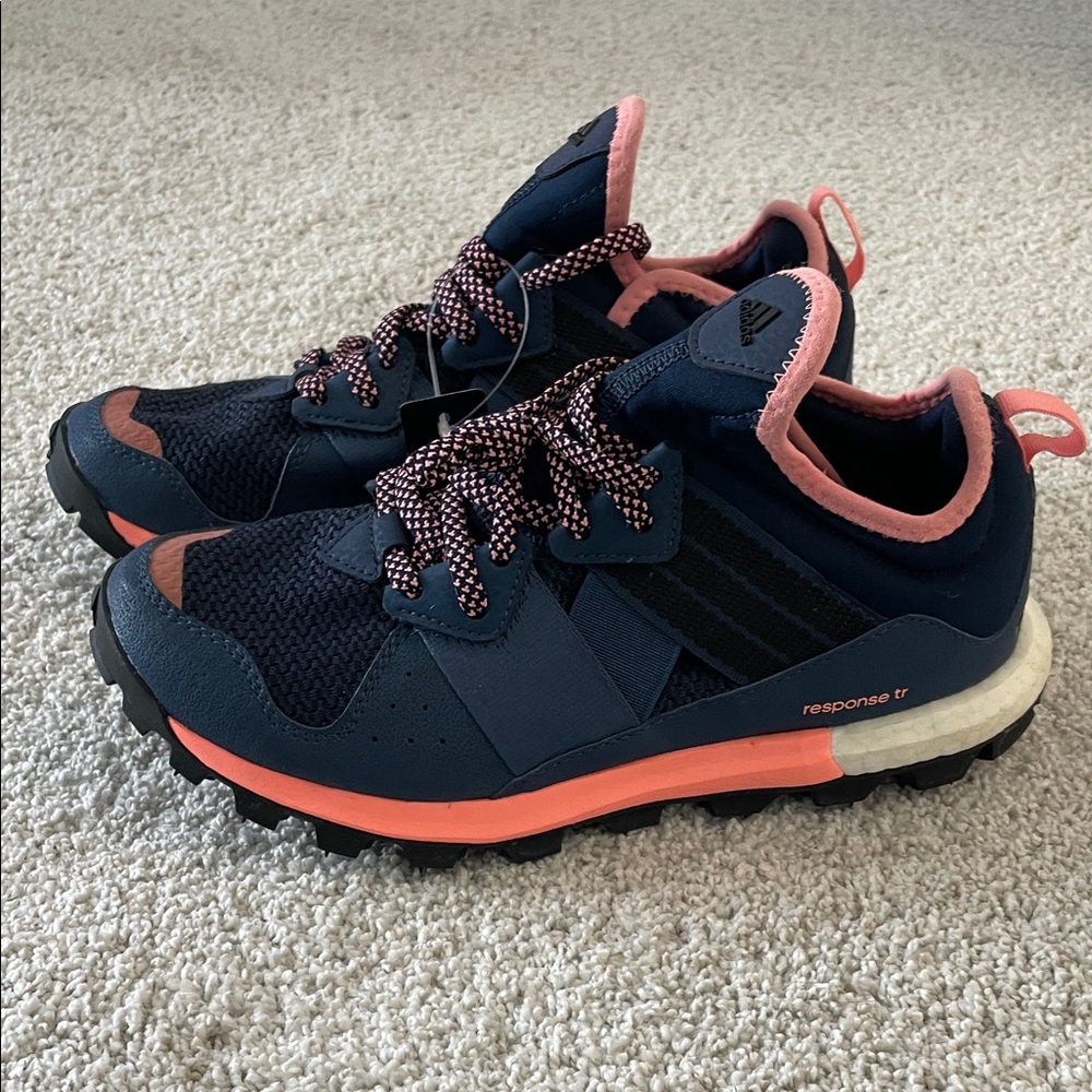 Adidas Blue and Coral Trail Sneakers